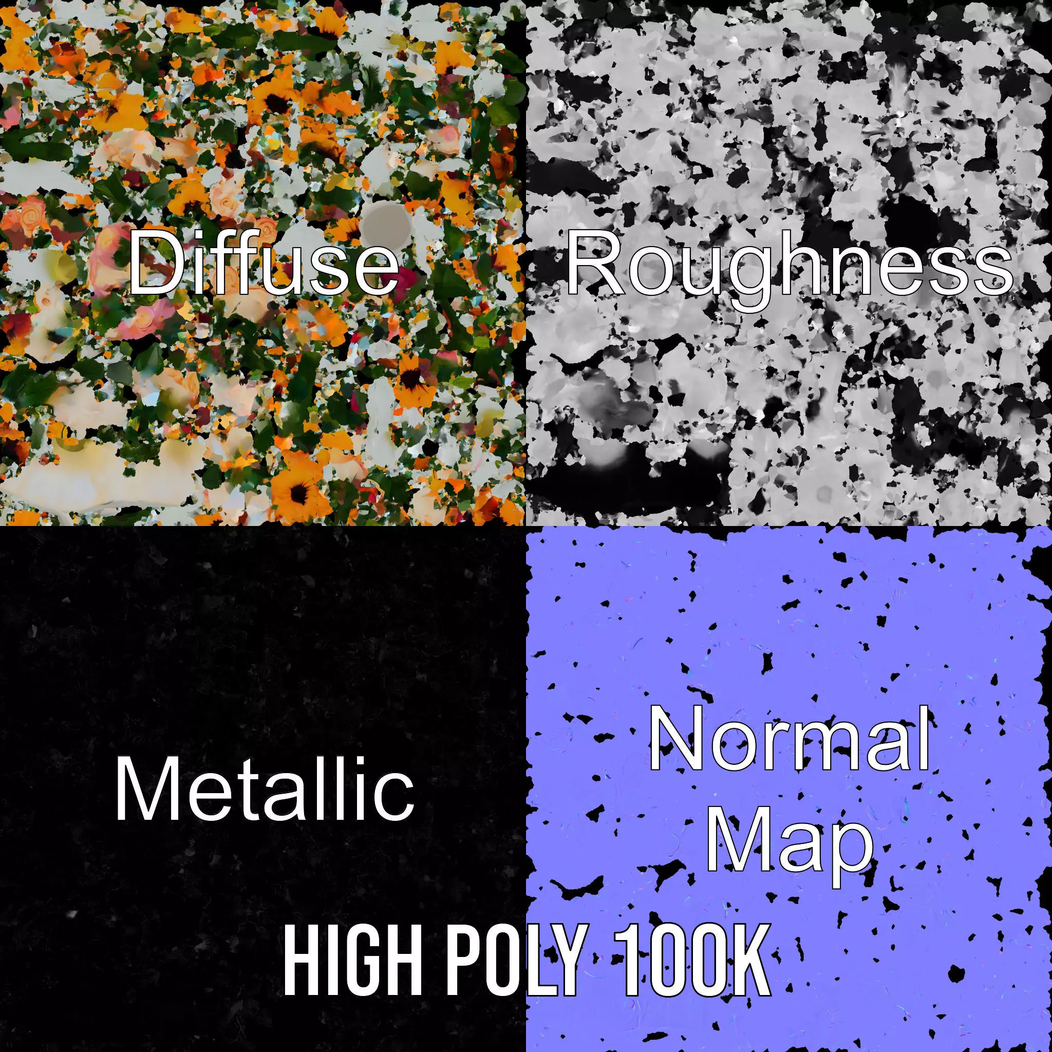 Vibrant Floral Bouquet model pack Low-poly 3D model_3