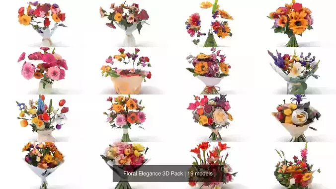 Floral Elegance 3D Pack 3D Model Collection