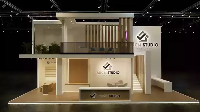 Double decker booth 3D Model 12m x 6 m  - 72 square meters 