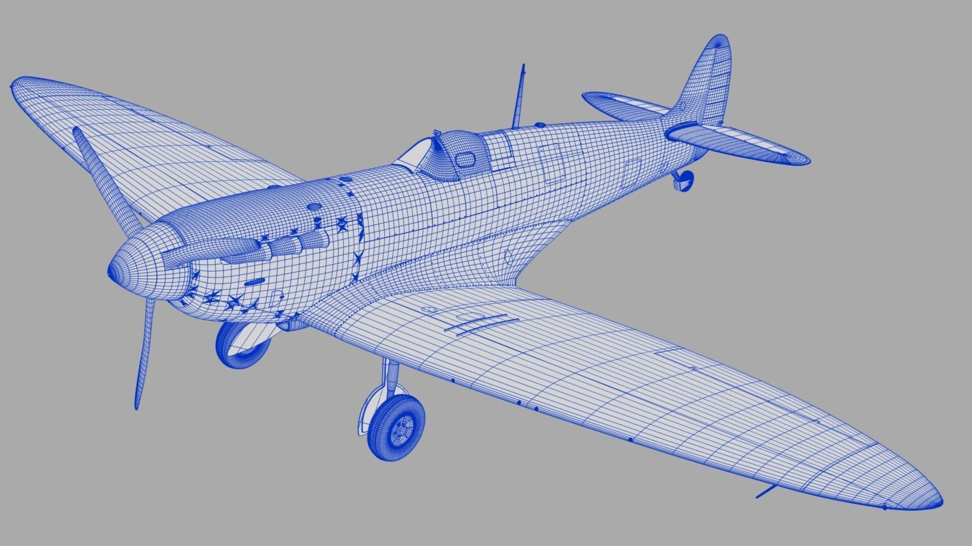 SPITFIRE MK IA 54th Squadron Low-poly 3D model_25