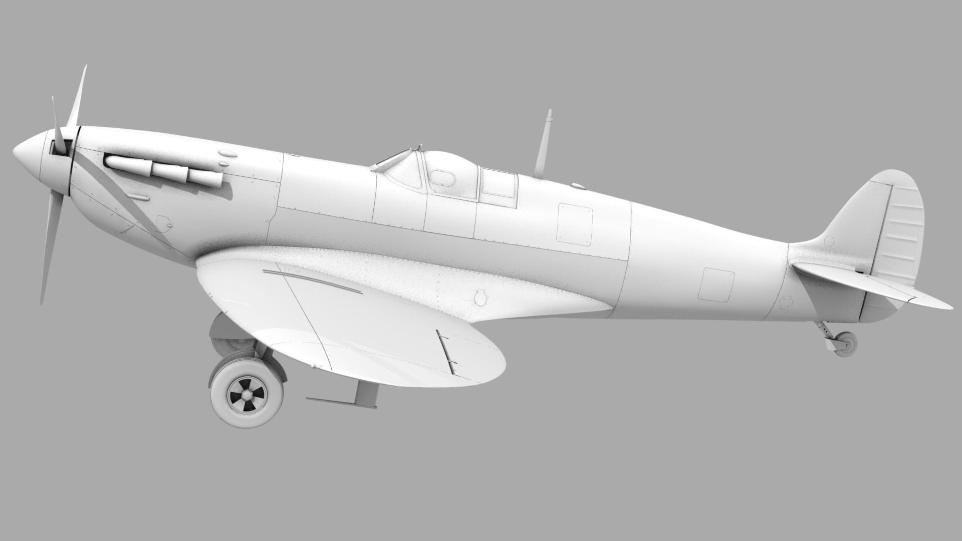 SPITFIRE MK IA 54th Squadron Low-poly 3D model_19