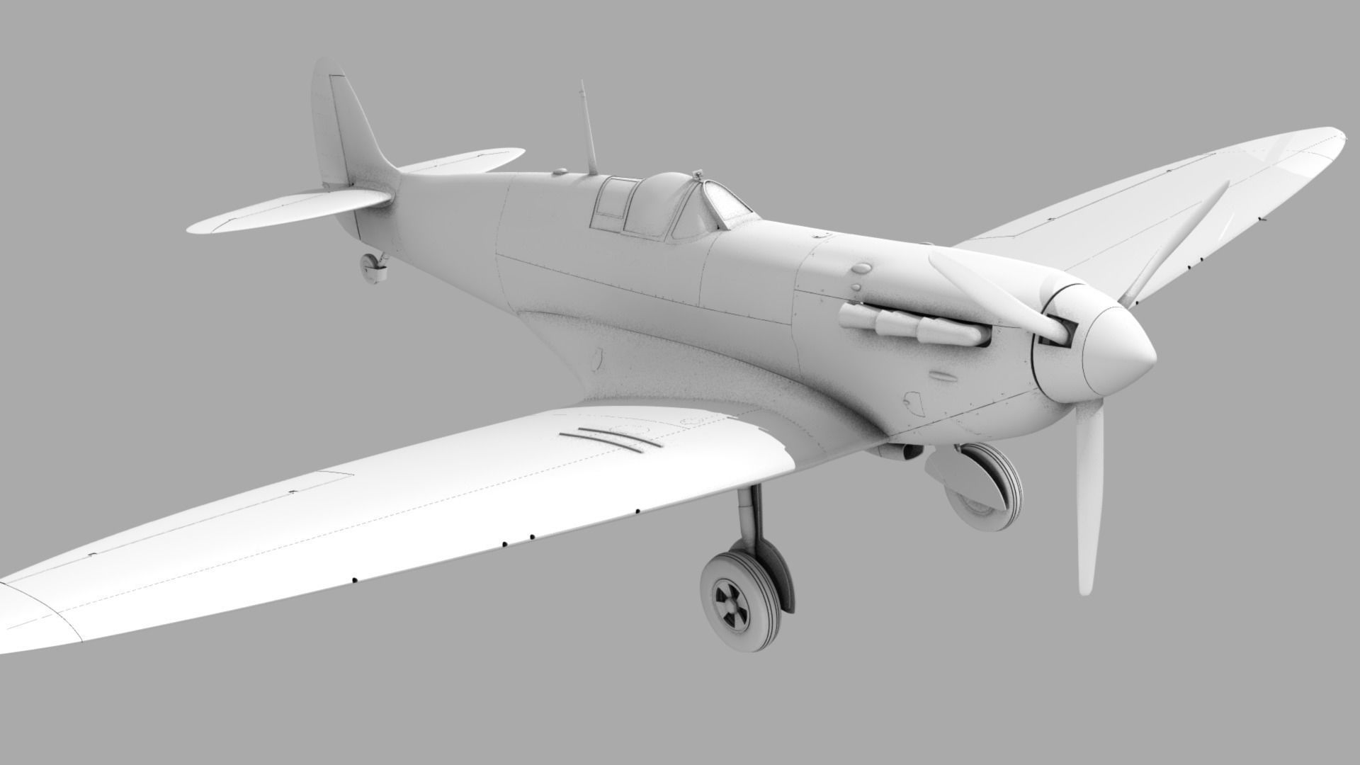 SPITFIRE MK IA 54th Squadron Low-poly 3D model_17