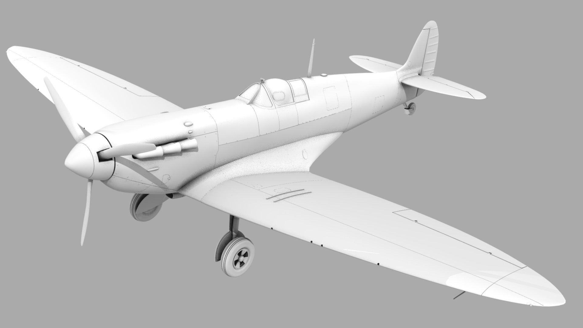 SPITFIRE MK IA 54th Squadron Low-poly 3D model_14