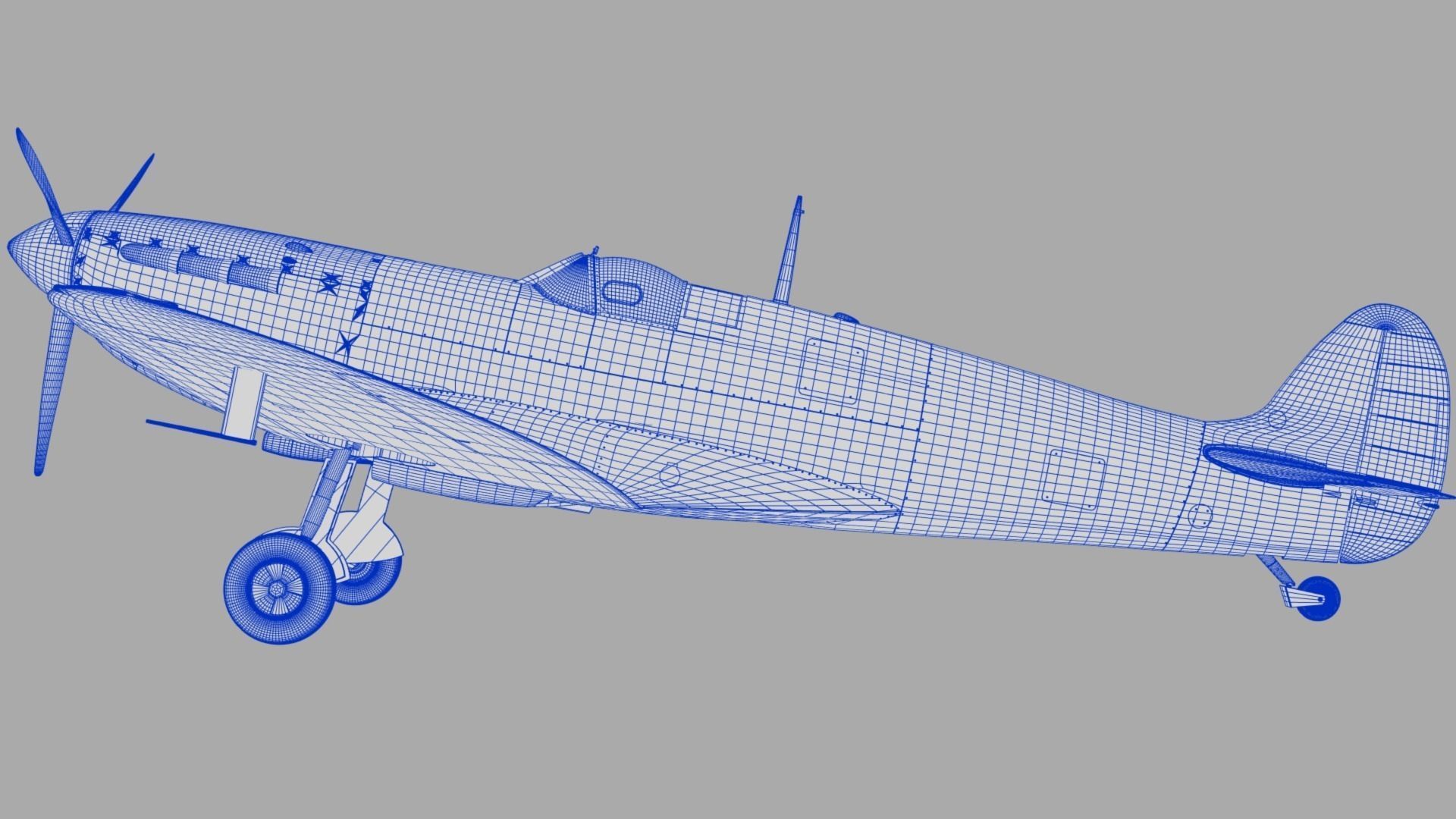 SPITFIRE MK IA 54th Squadron Low-poly 3D model_26