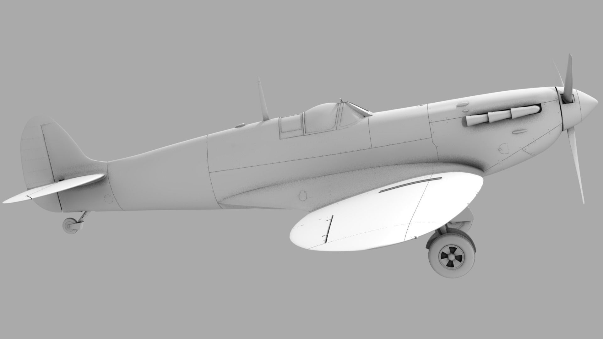 SPITFIRE MK IA 54th Squadron Low-poly 3D model_18