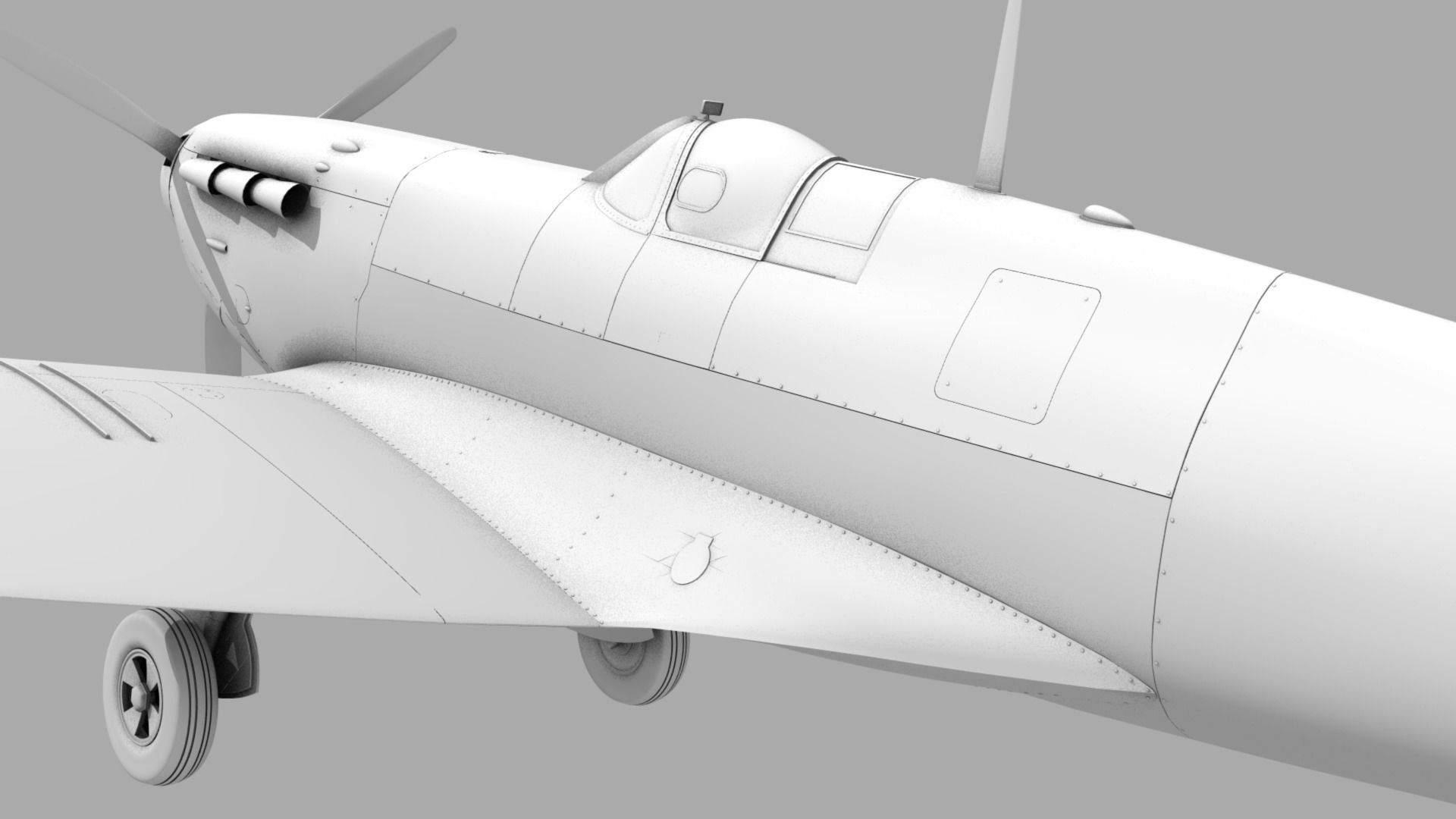 SPITFIRE MK IA 54th Squadron Low-poly 3D model_24