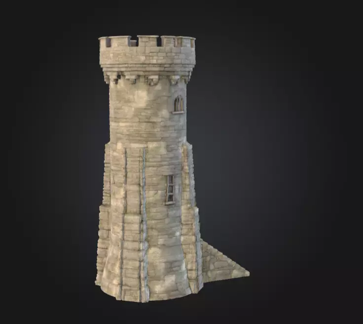 Stone Watchtower Low-poly 3D model_4