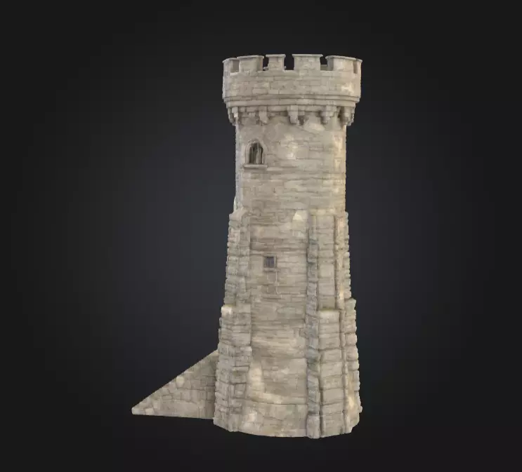 Stone Watchtower Low-poly 3D model_2
