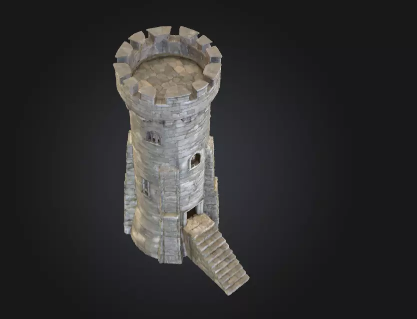 Stone Watchtower Low-poly 3D model_9