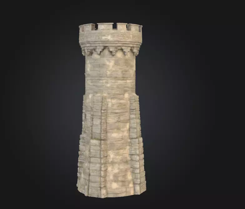 Stone Watchtower Low-poly 3D model_3