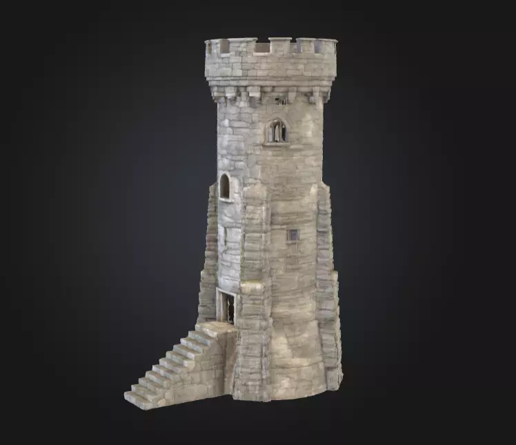 Stone Watchtower Low-poly 3D model_1