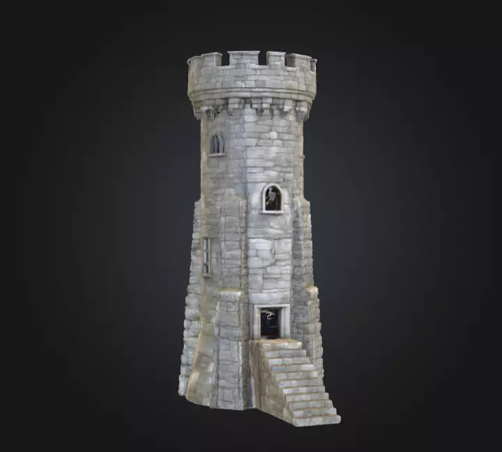 Stone Watchtower Low-poly 3D model_6