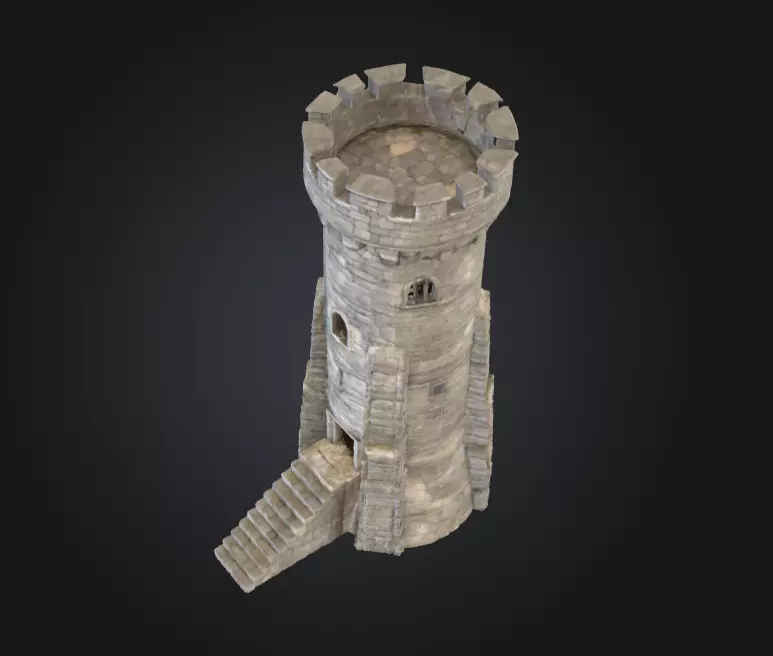 Stone Watchtower Low-poly 3D model_8