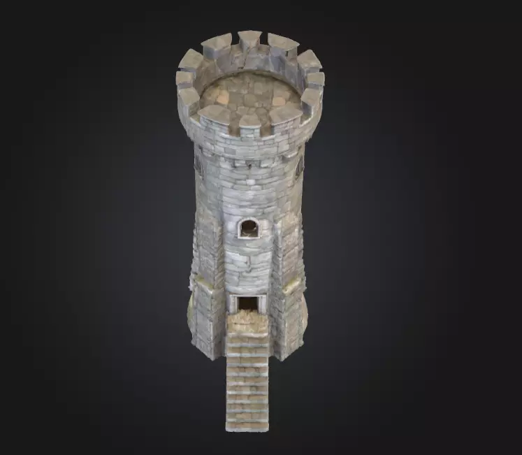 Stone Watchtower Low-poly 3D model_7