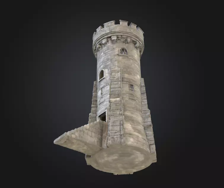 Stone Watchtower Low-poly 3D model_11
