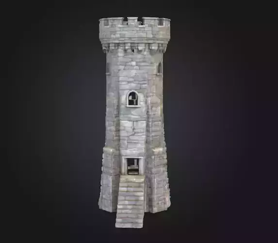 Stone Watchtower Low-poly 3D model Stone Watchtower Low-poly 3D model