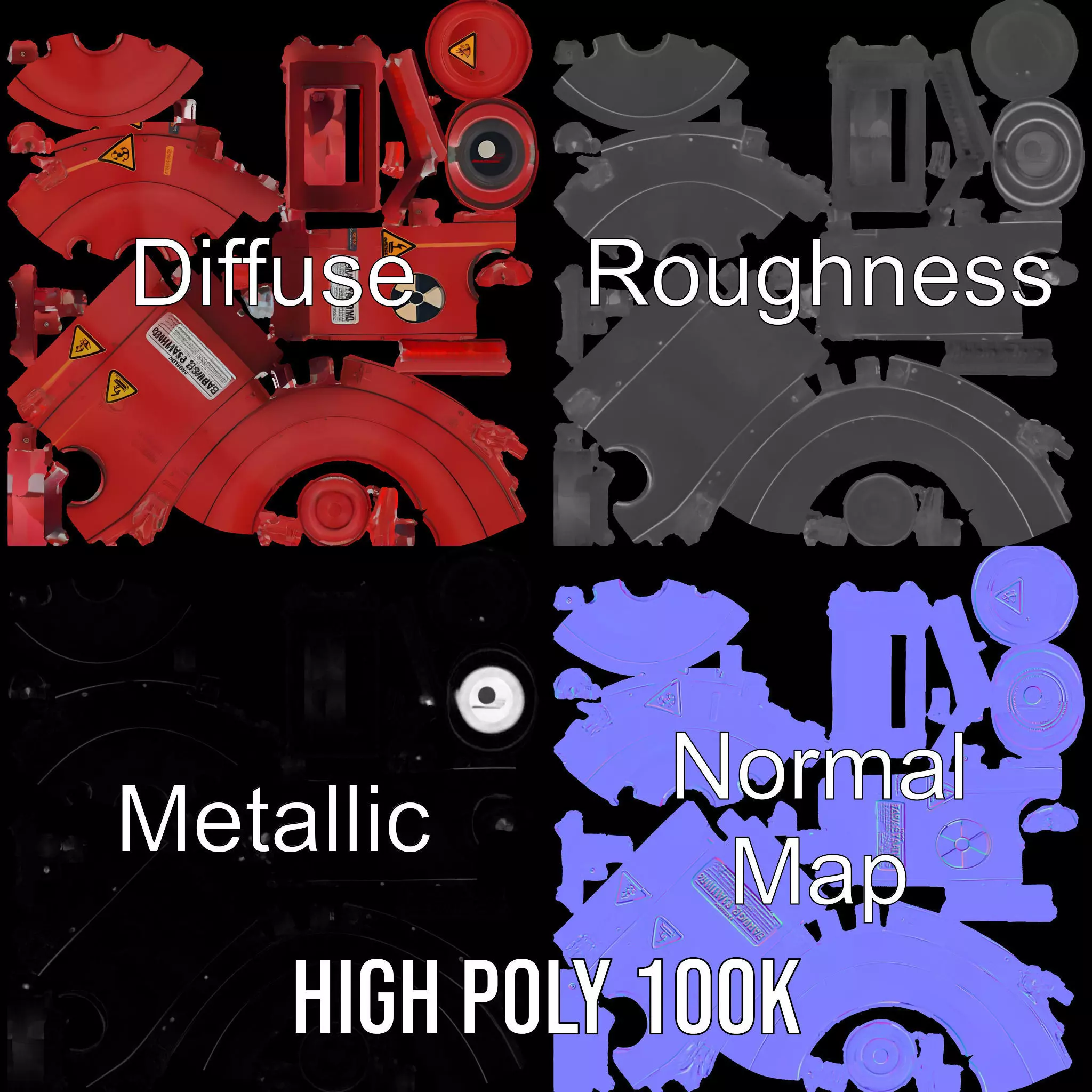 Red Radiac Container model pack Low-poly 3D model_3