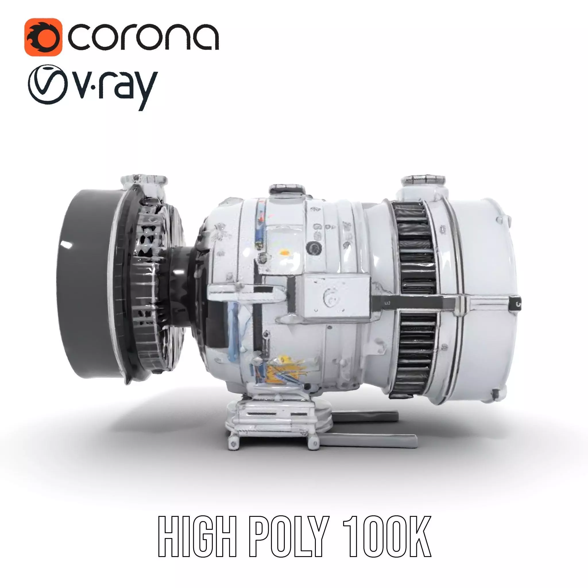 Silver Jet Engine model pack Low-poly 3D model_12