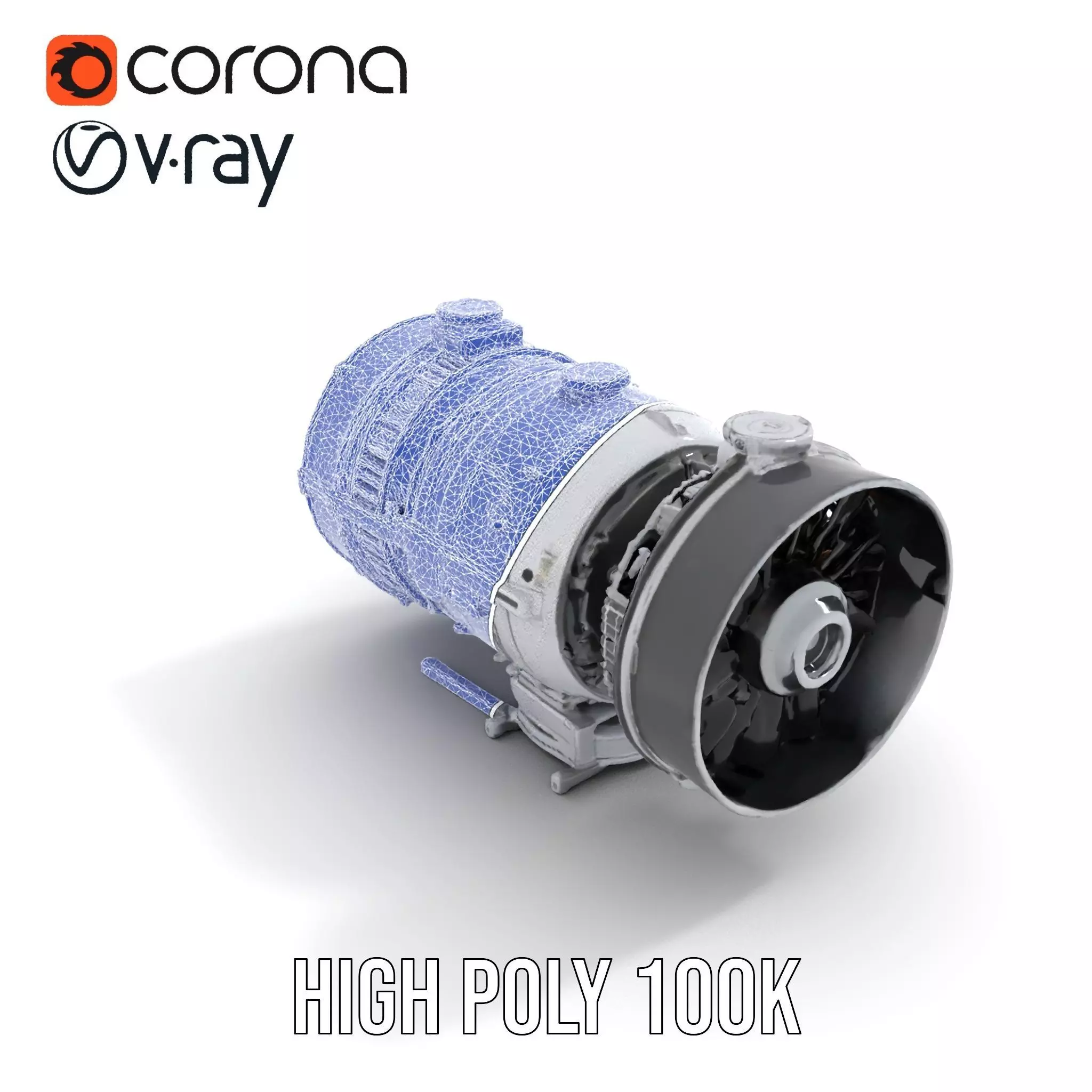 Silver Jet Engine model pack Low-poly 3D model_28