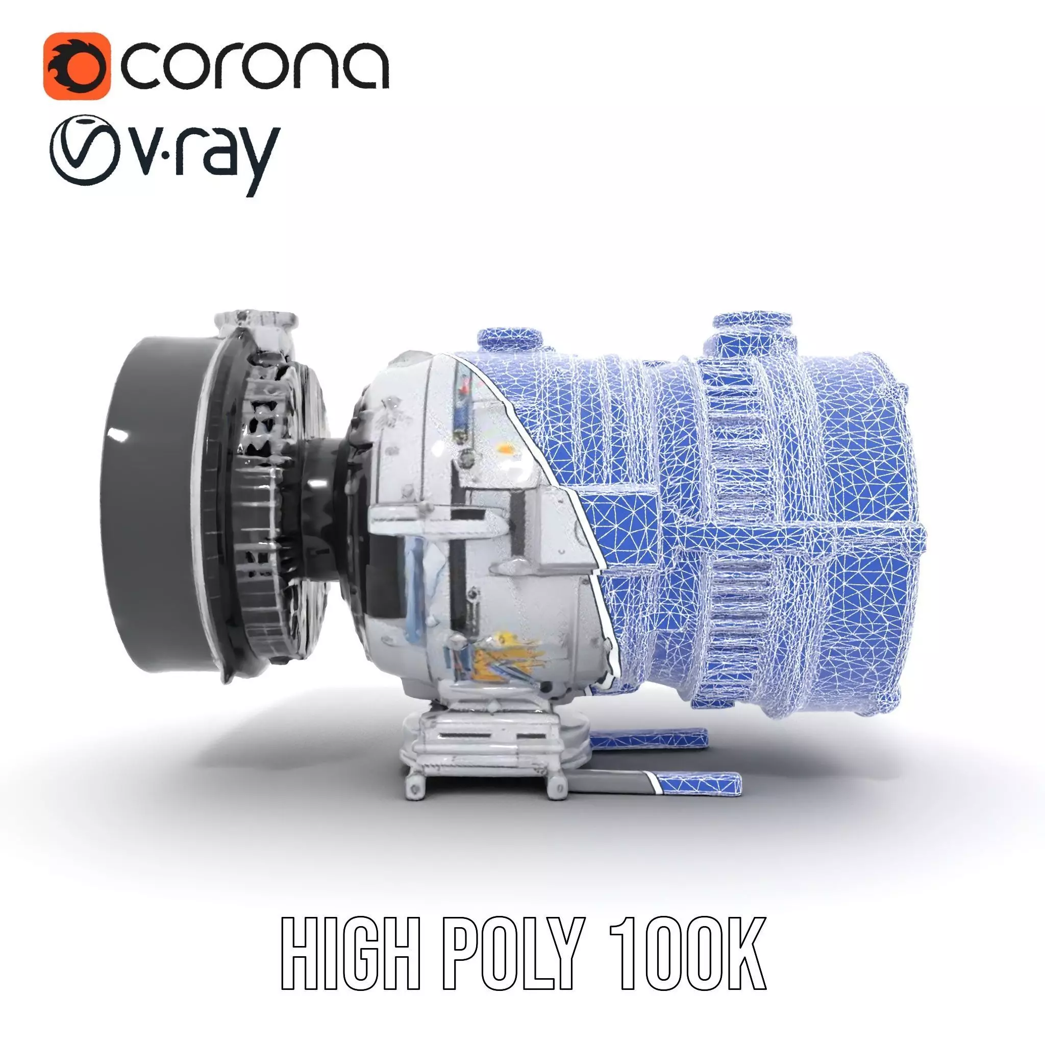 Silver Jet Engine model pack Low-poly 3D model_34