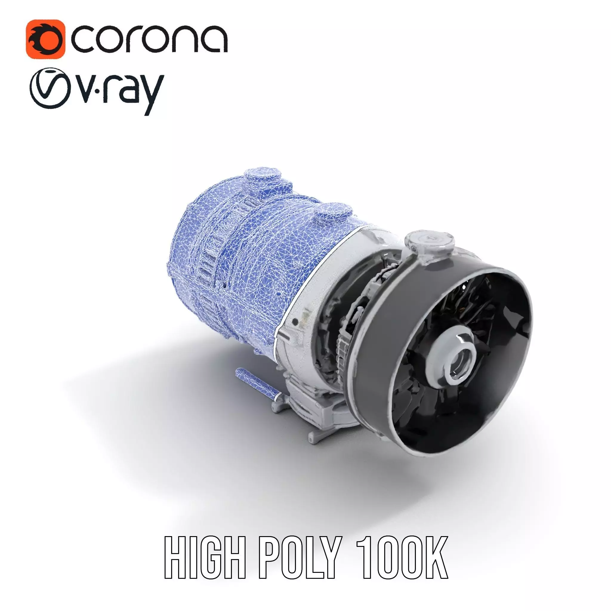 Silver Jet Engine model pack Low-poly 3D model_19