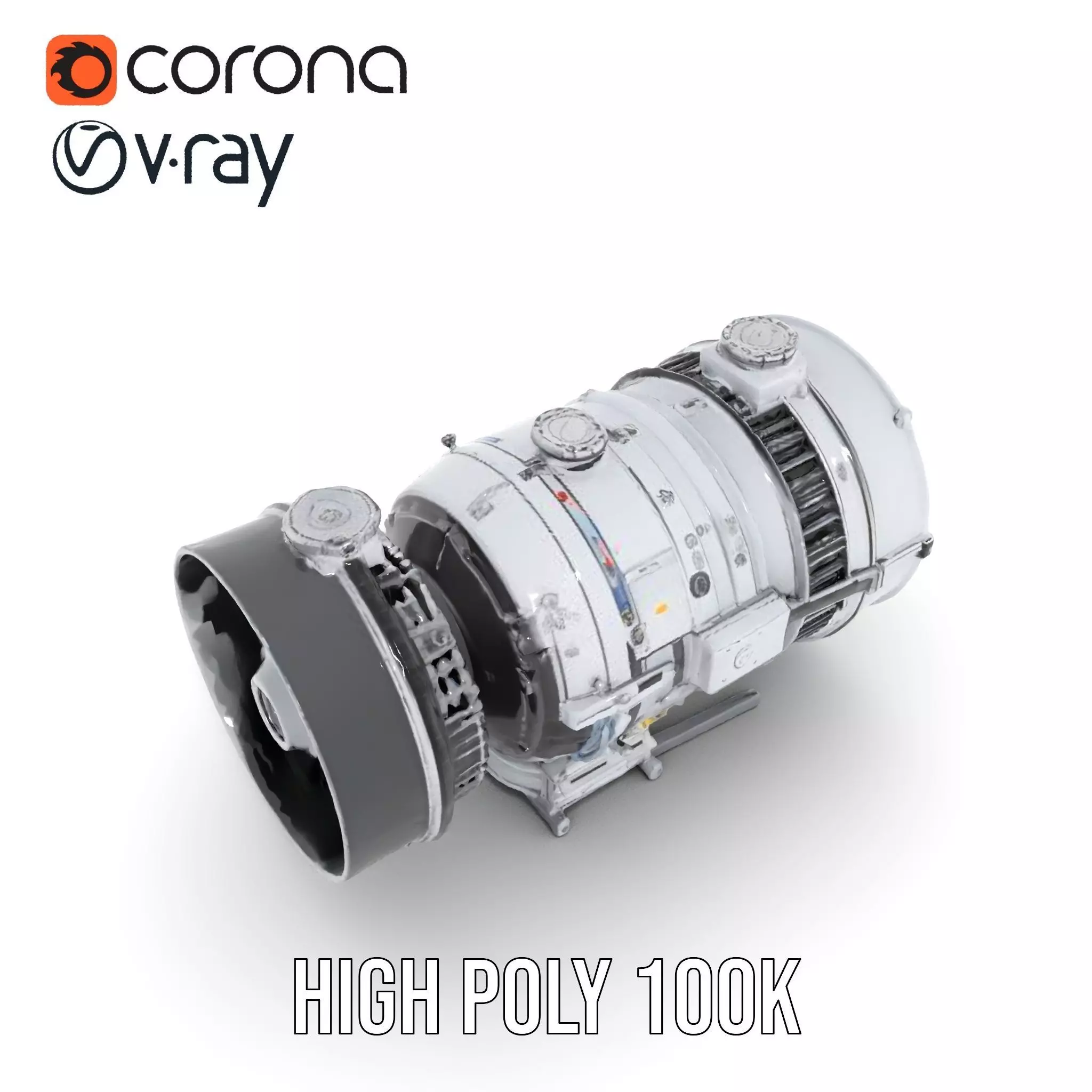 Silver Jet Engine model pack Low-poly 3D model_14