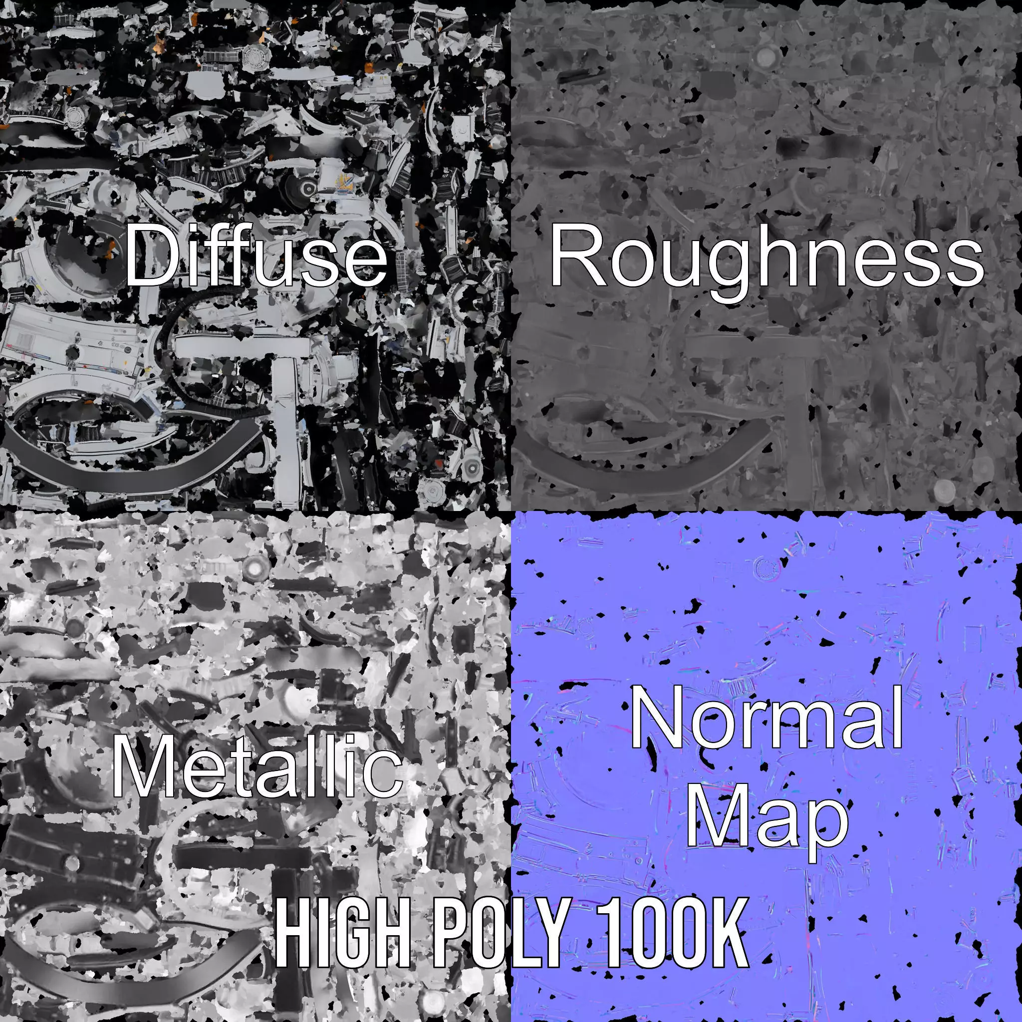 Silver Jet Engine model pack Low-poly 3D model_3