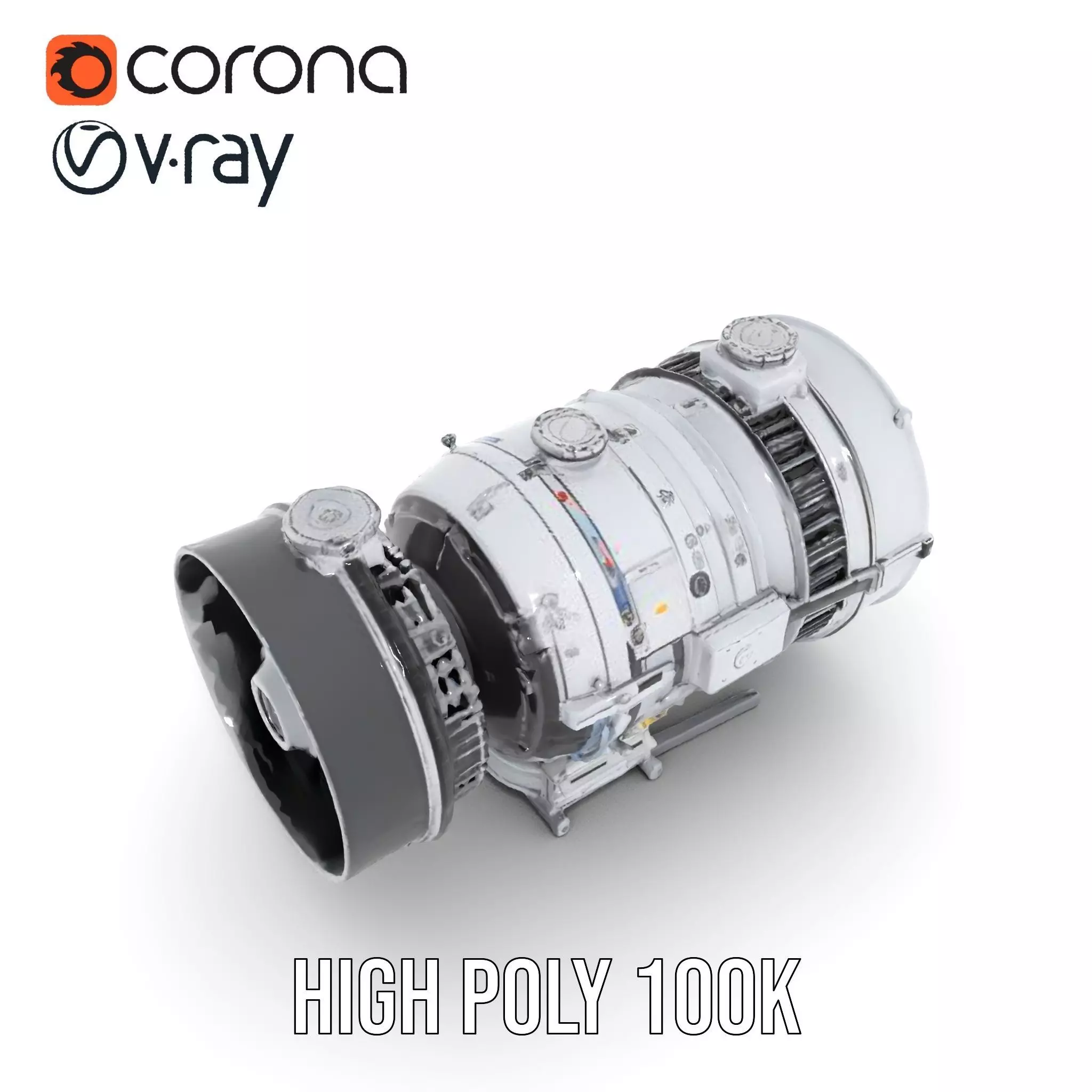 Silver Jet Engine model pack Low-poly 3D model_20