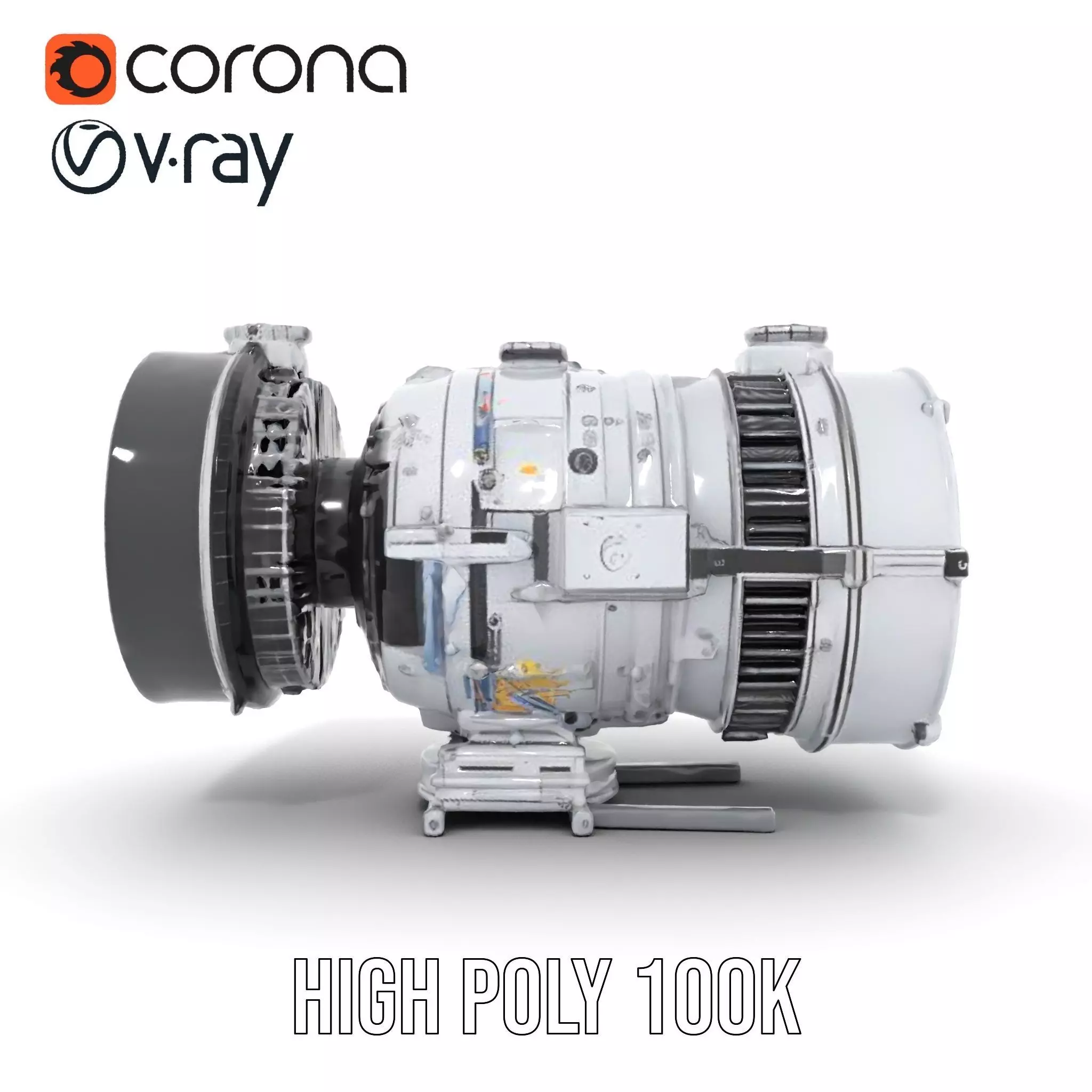 Silver Jet Engine model pack Low-poly 3D model_23