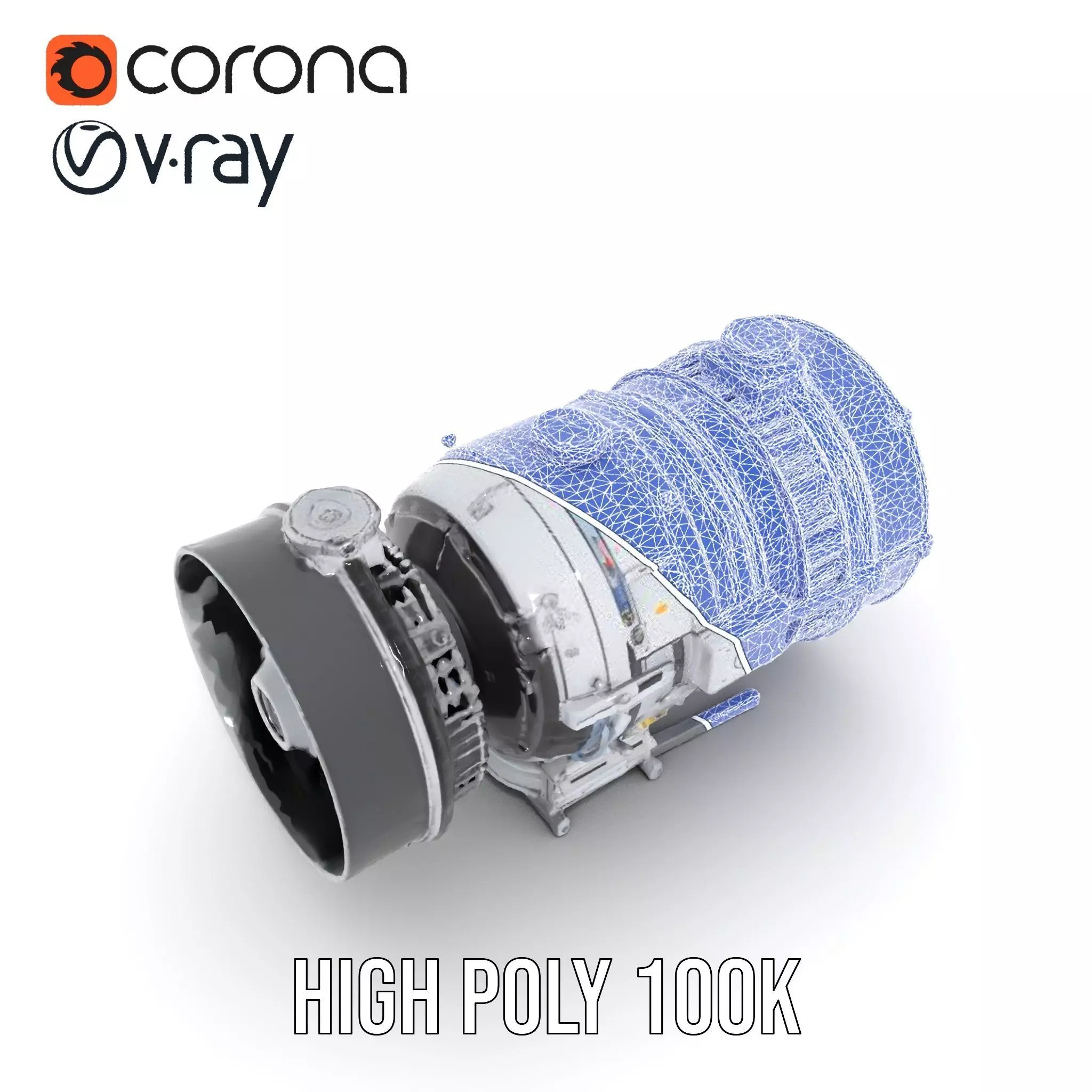 Silver Jet Engine model pack Low-poly 3D model_32