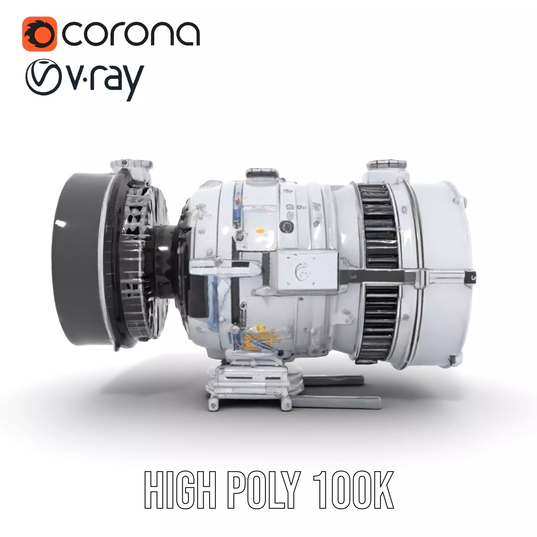 Silver Jet Engine model pack Low-poly 3D model_15