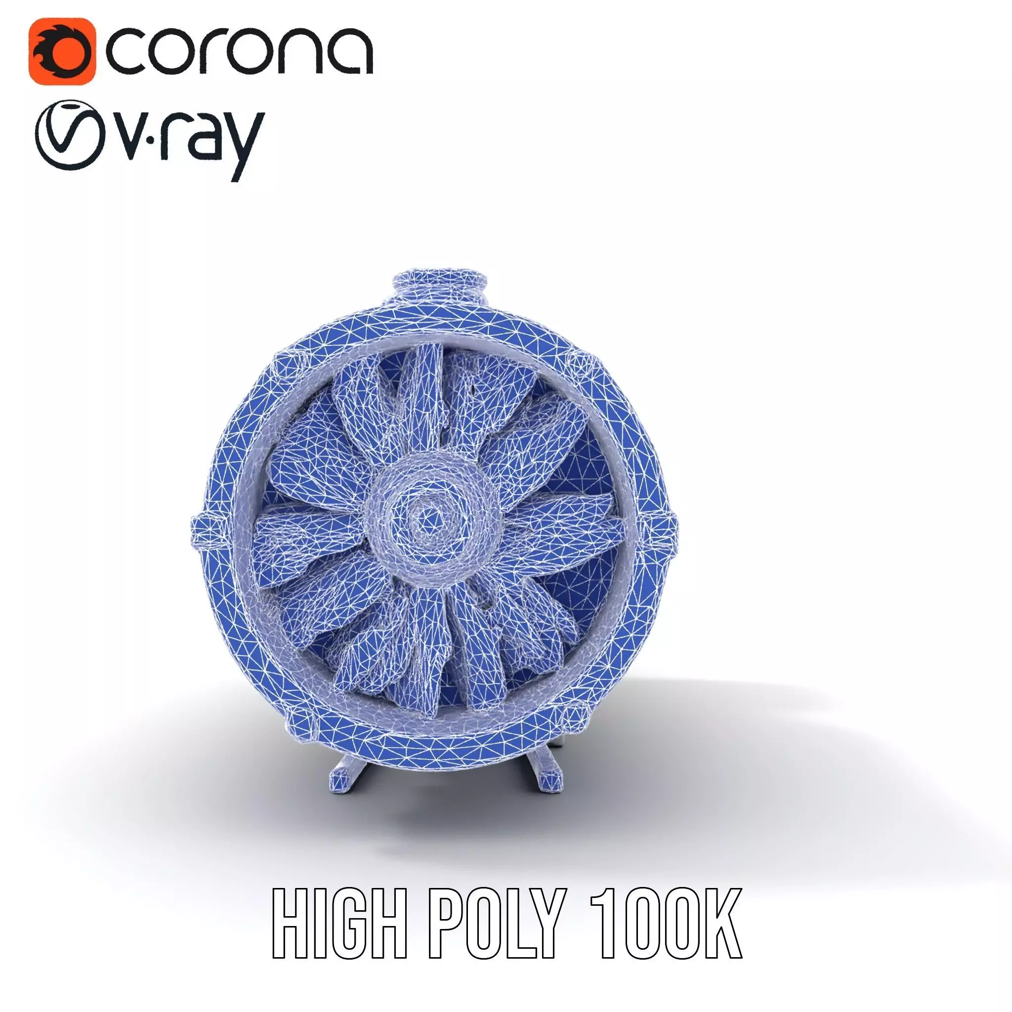 Silver Jet Engine model pack Low-poly 3D model_30