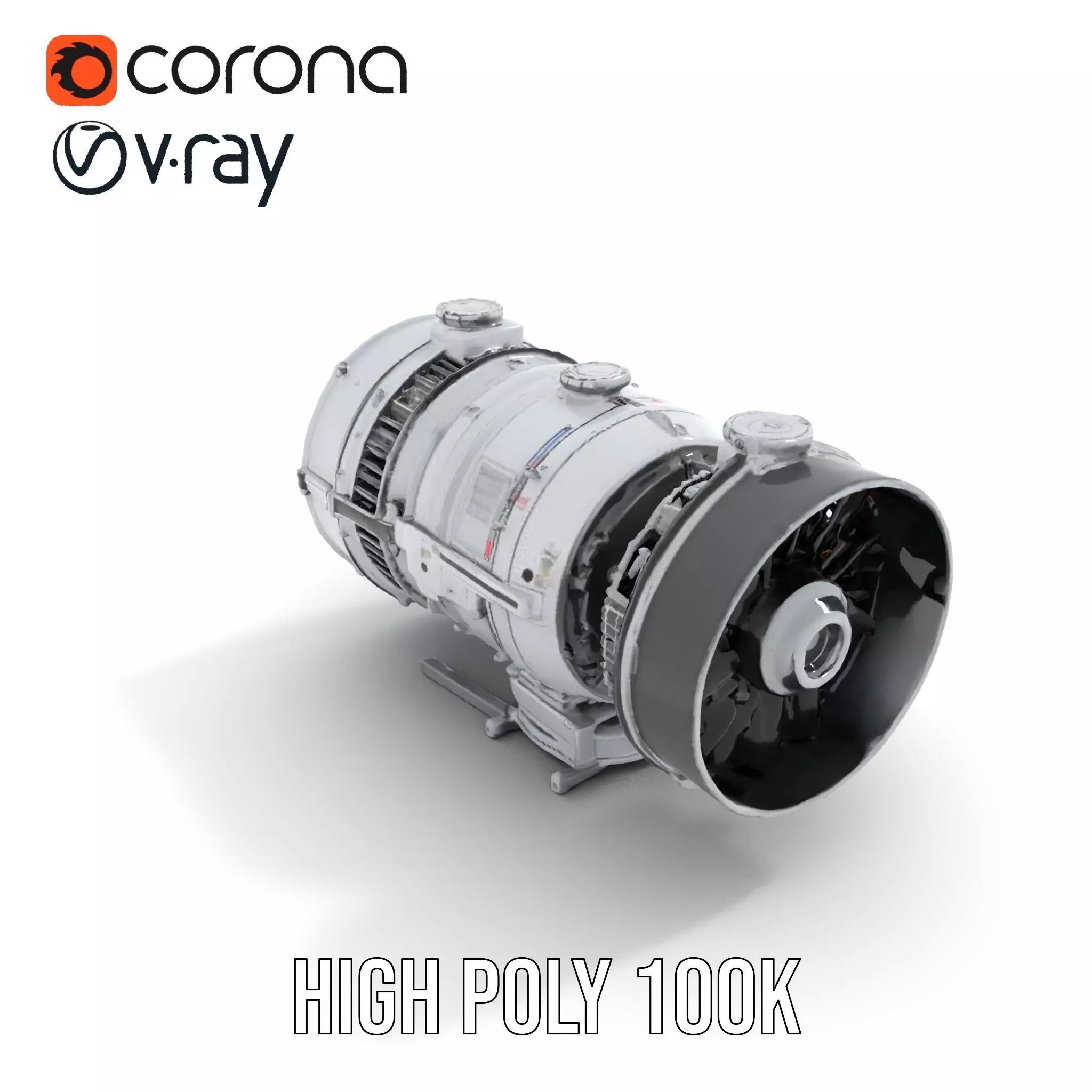 Silver Jet Engine model pack Low-poly 3D model_5