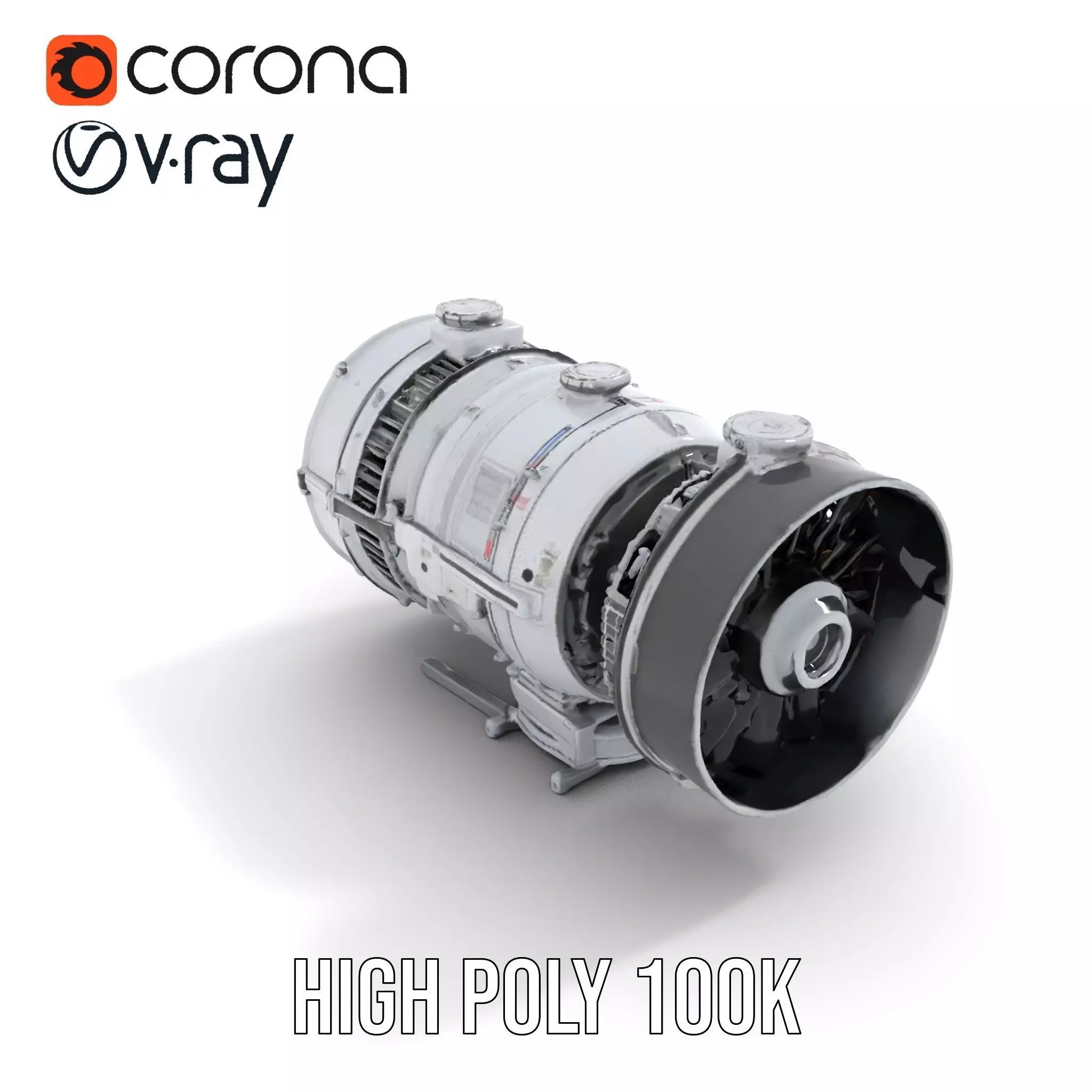 Silver Jet Engine model pack Low-poly 3D model_17