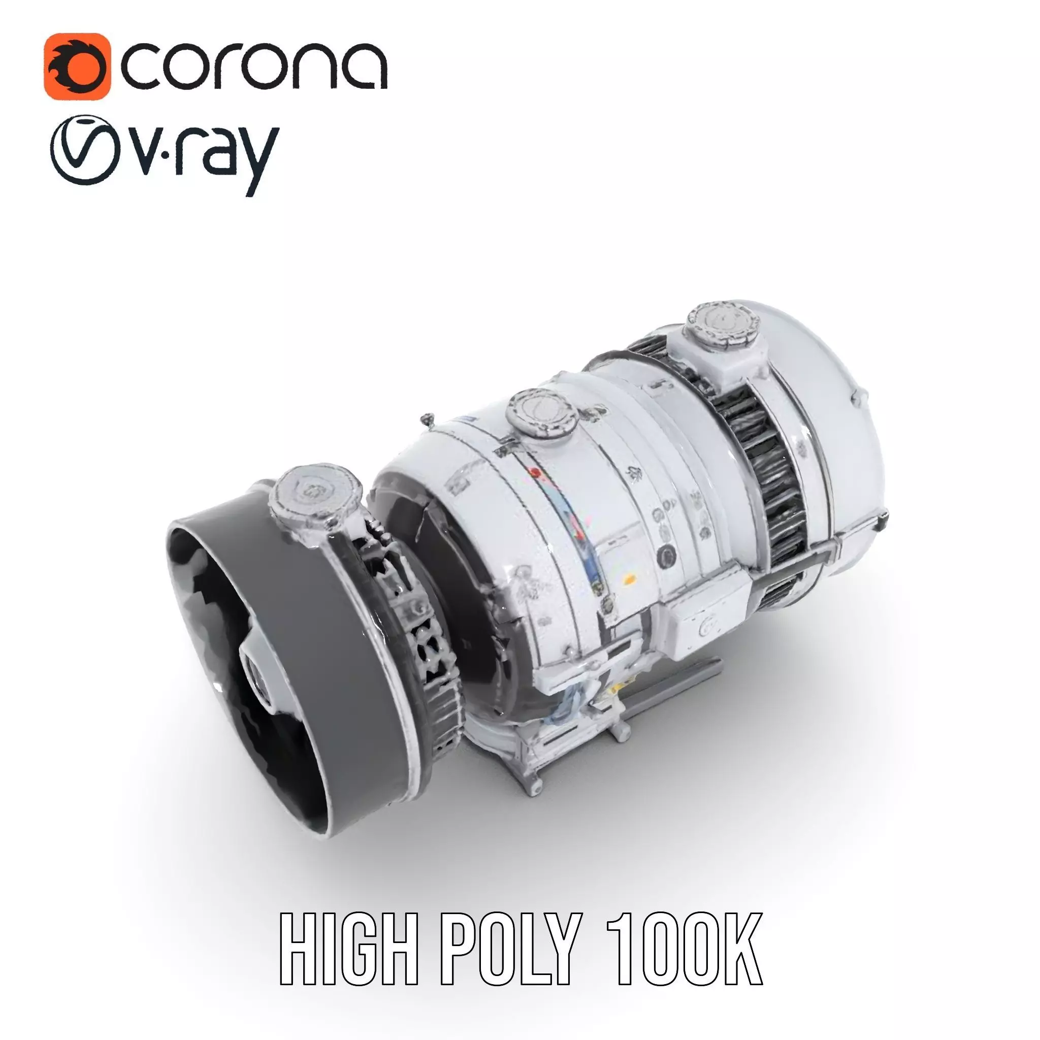 Silver Jet Engine model pack Low-poly 3D model_11