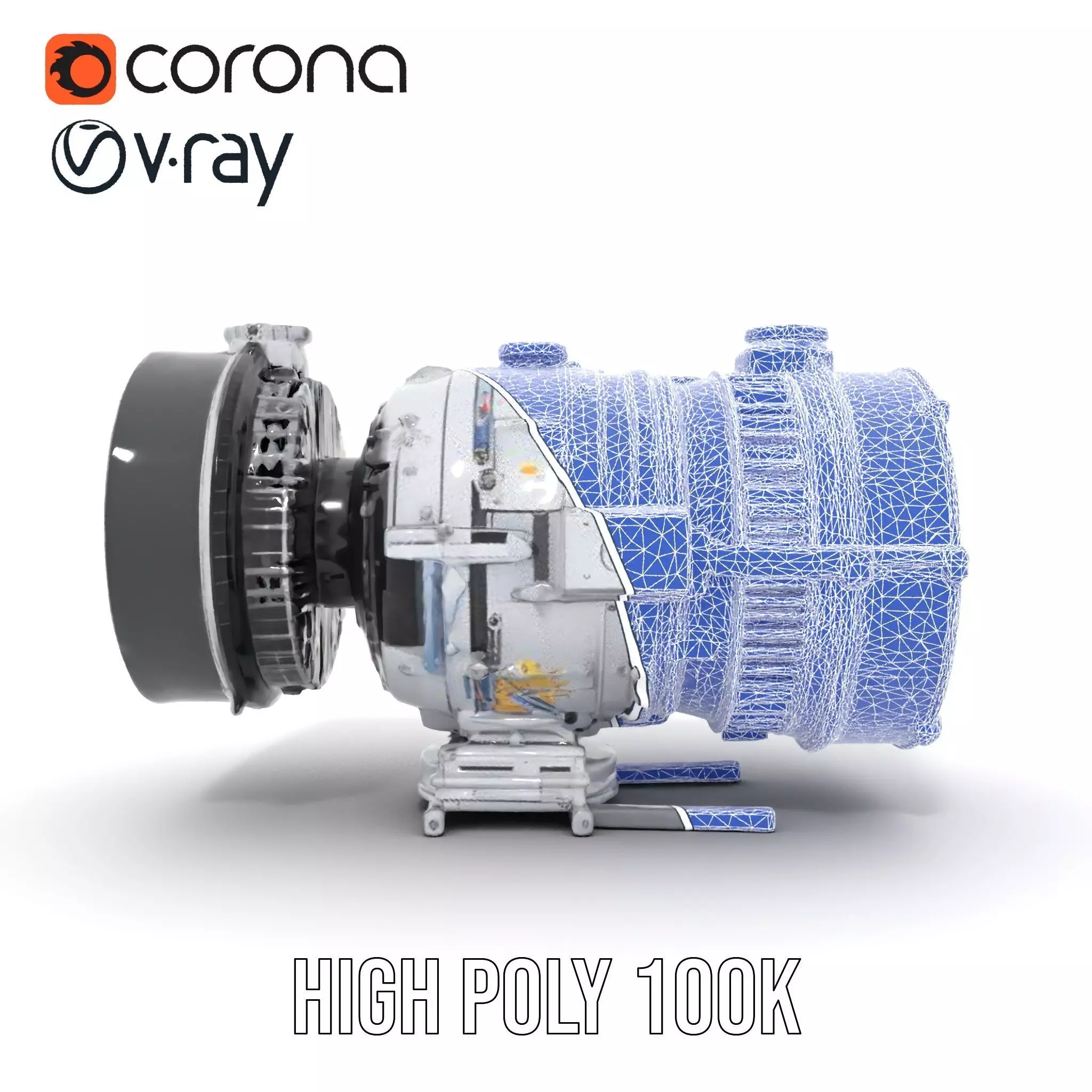 Silver Jet Engine model pack Low-poly 3D model_27