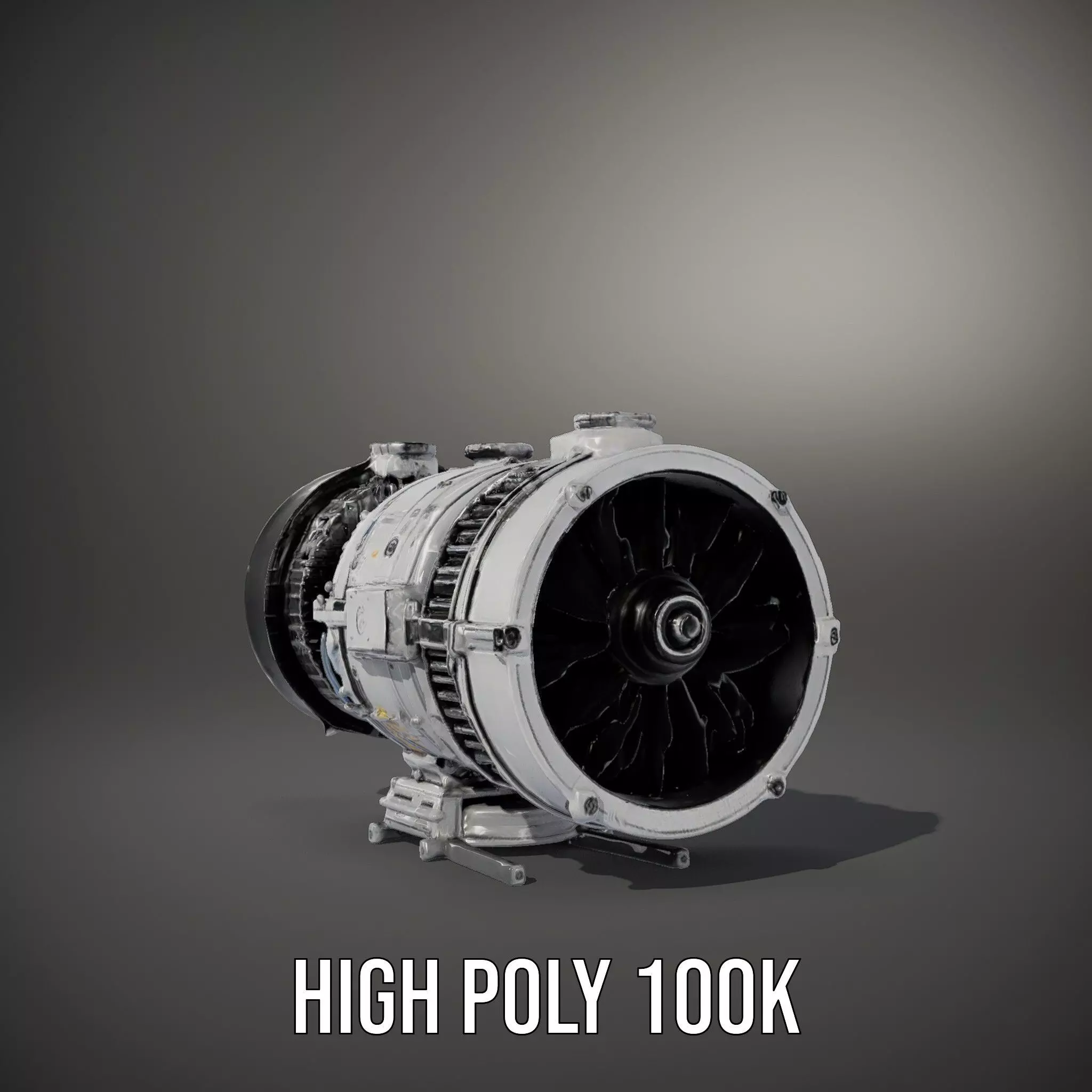 Silver Jet Engine model pack Low-poly 3D model_10