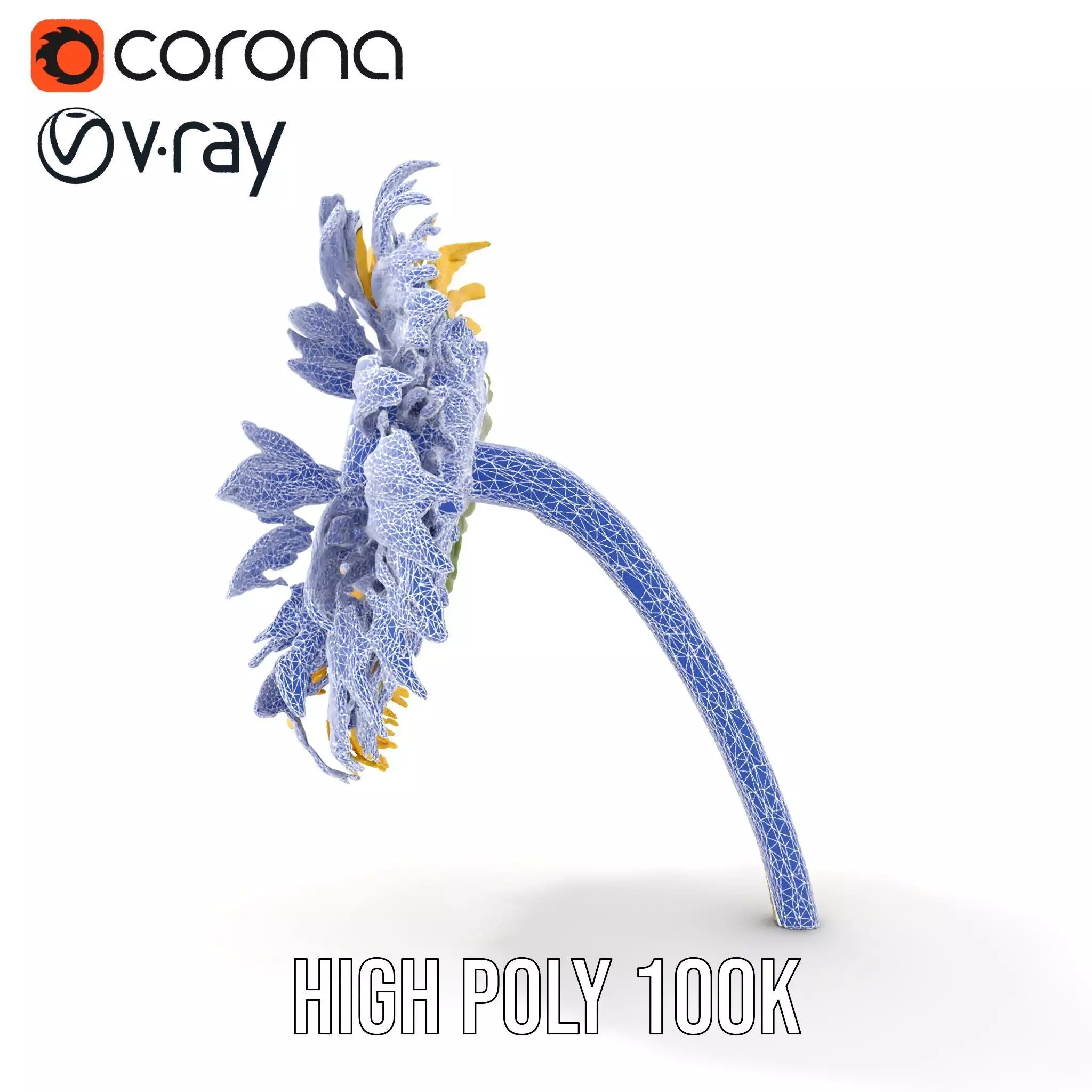 Sunflower Yellow Bloom model pack Low-poly 3D model_34