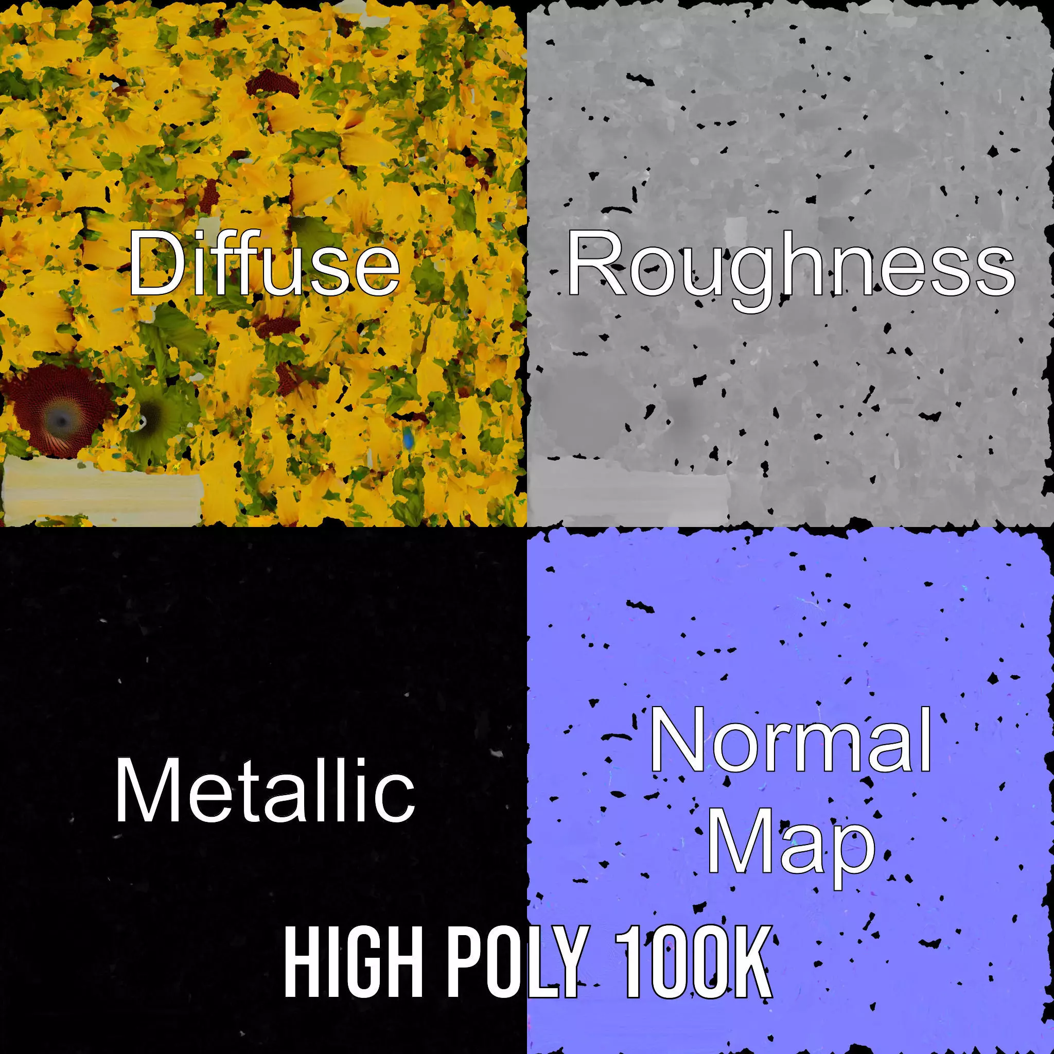 Sunflower Yellow Bloom model pack Low-poly 3D model_3