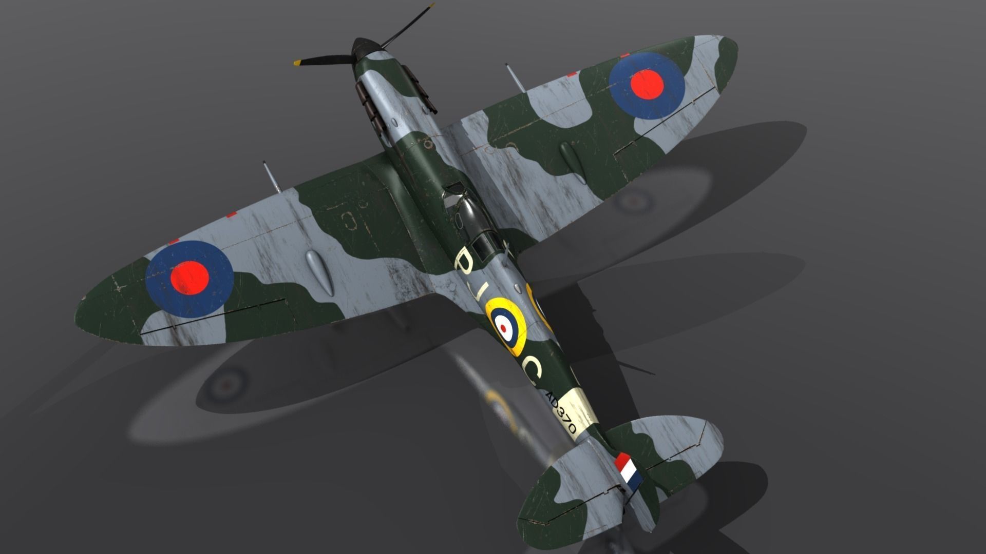 SPITFIRE MK VB 130th Squadron Low-poly 3D model_10