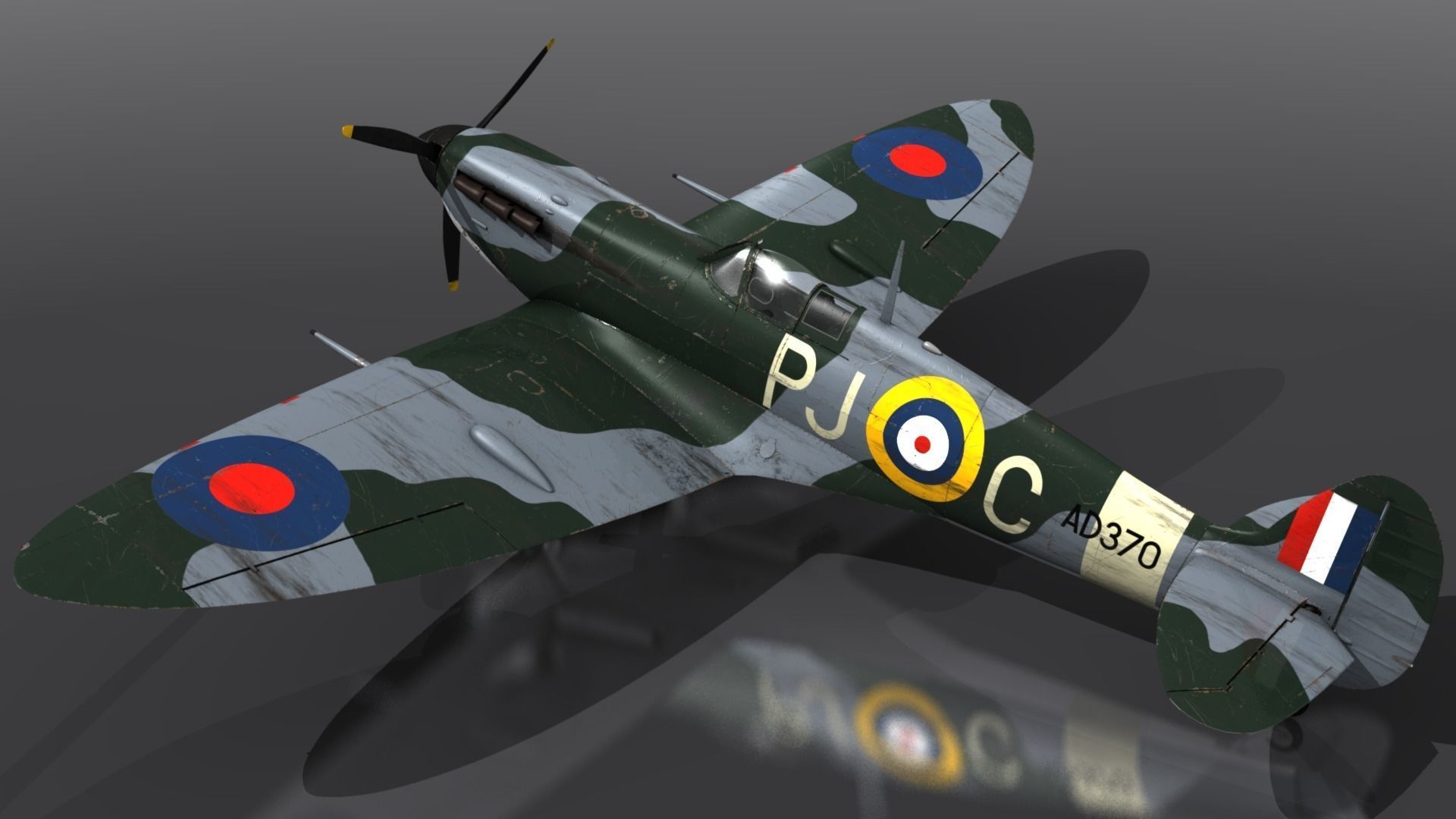 SPITFIRE MK VB 130th Squadron Low-poly 3D model_3