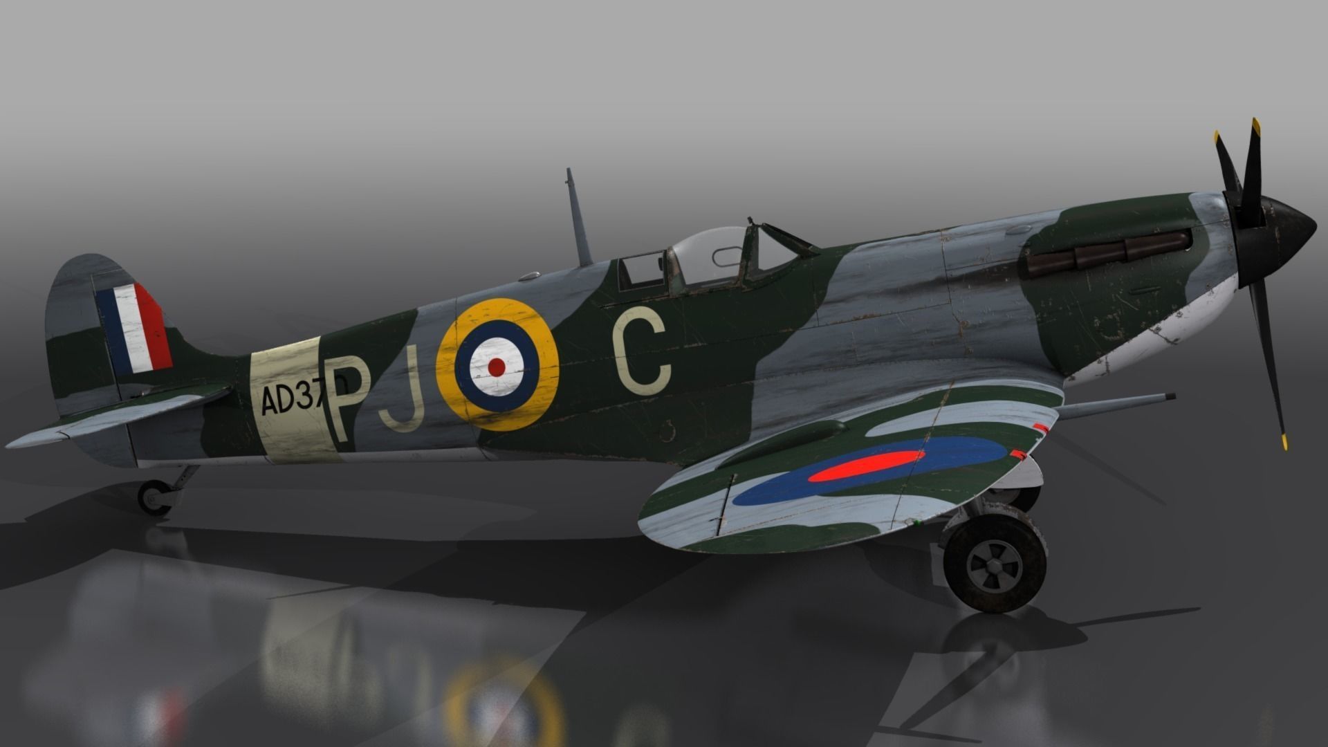 SPITFIRE MK VB 130th Squadron Low-poly 3D model_6
