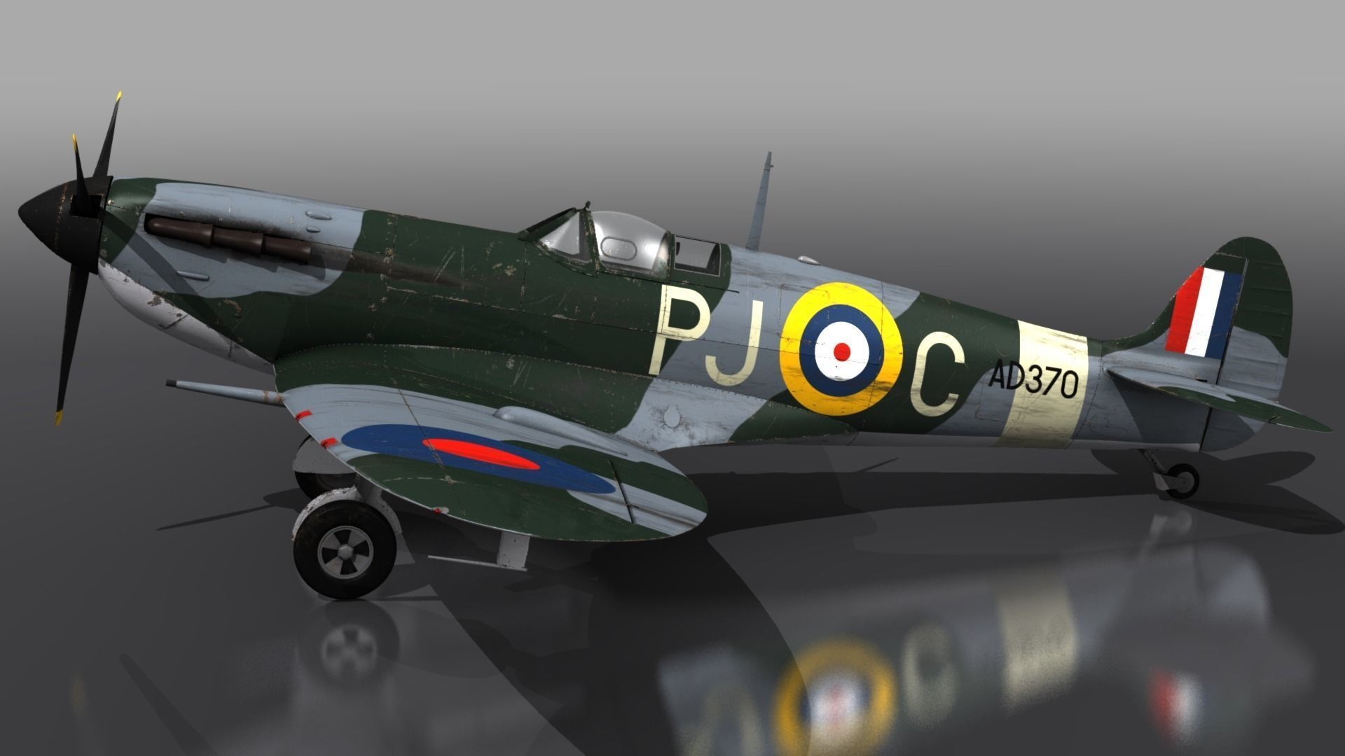 SPITFIRE MK VB 130th Squadron Low-poly 3D model_7