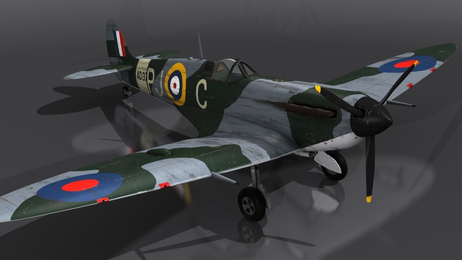 SPITFIRE MK VB 130th Squadron Low-poly 3D model_5