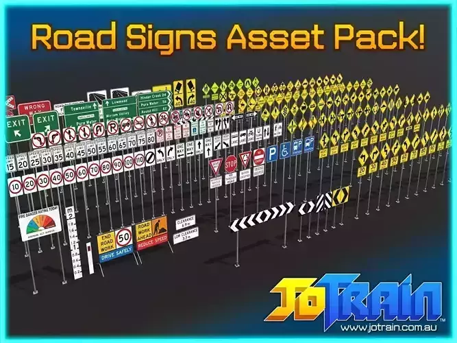 Road Signs Asset Pack - USA America and Australia