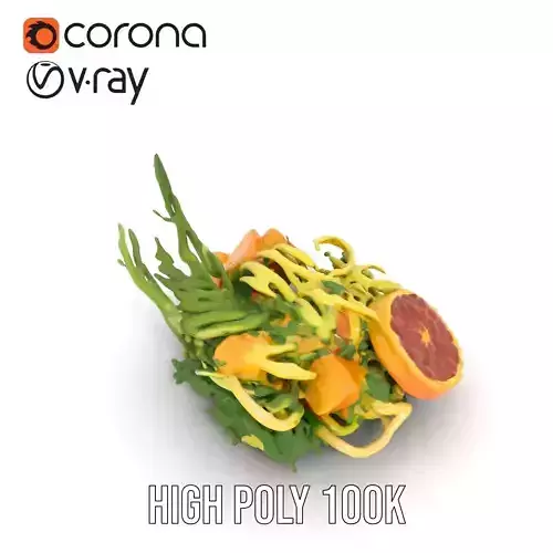 Citrus Salad Plate model pack Low-poly 3D model 6