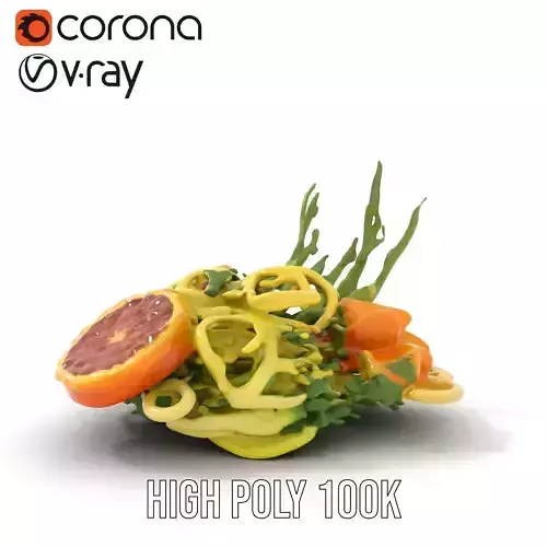 Citrus Salad Plate model pack Low-poly 3D model 5