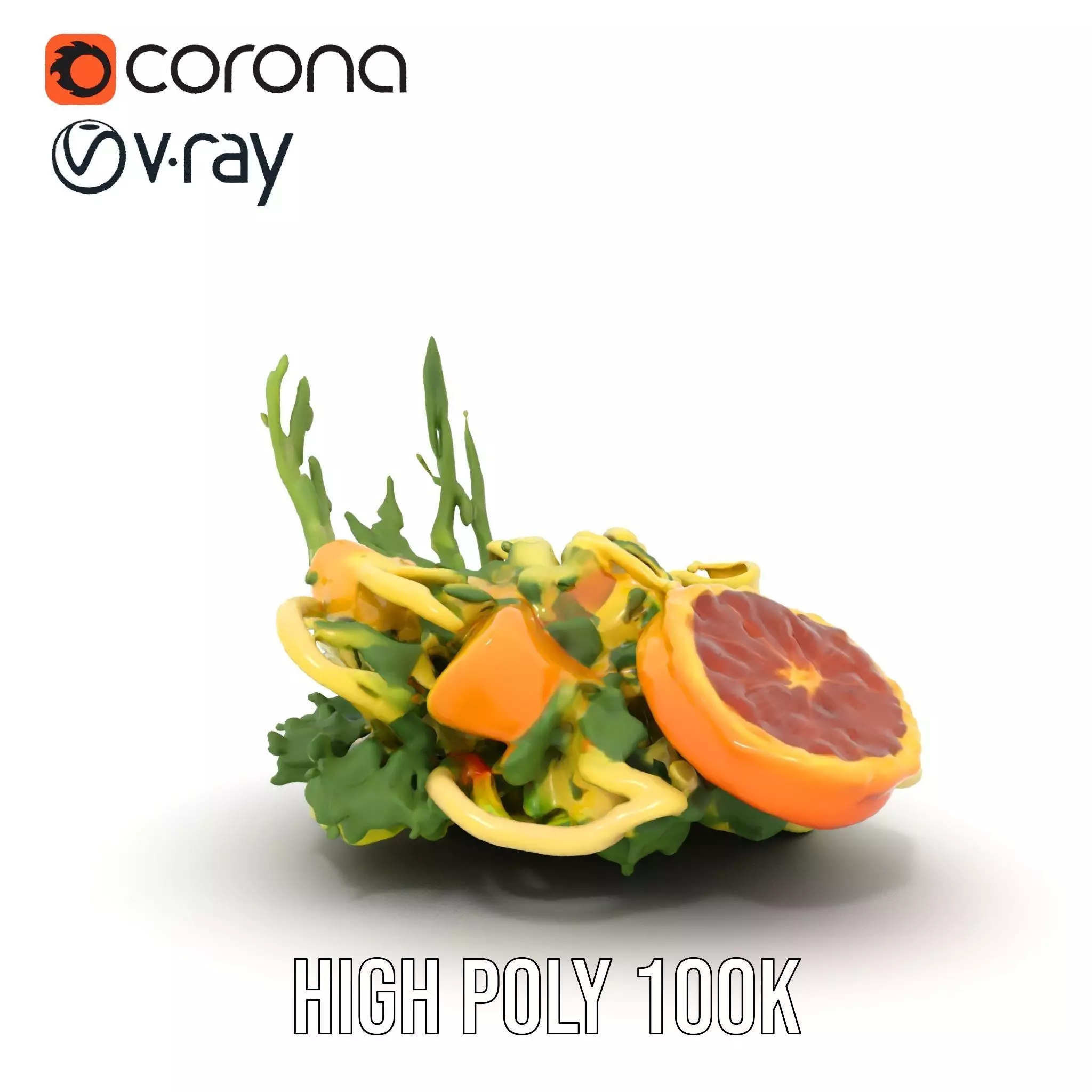 Citrus Salad Plate model pack Low-poly 3D model_12