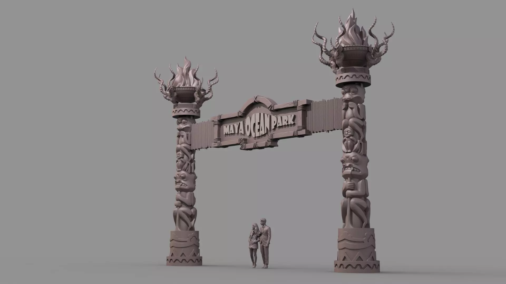 Amusement park gate 3D model_2