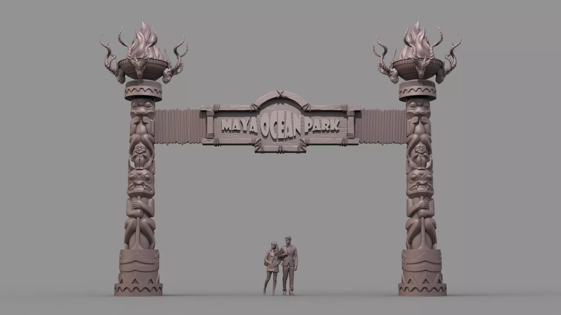 Amusement park gate 3D model_0